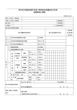 室内热水管道及配件安装工程检验批质量验收记录表050301