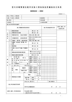 室內(nèi)采暖管道及配件安裝工程檢驗(yàn)批質(zhì)量驗(yàn)收記錄表GB50242—2002