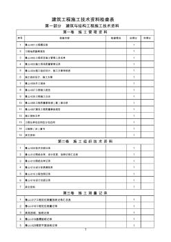 山东省建筑工程施工技术资料组卷总目录