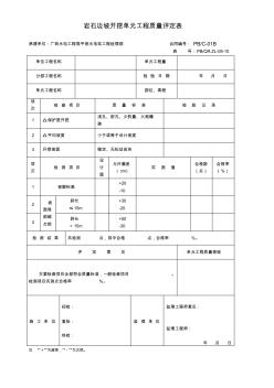 岩石边坡开挖单元工程质量评定表