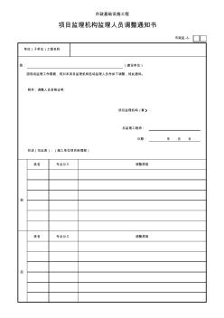 市政监3--项目监理机构监理人员调整通知书