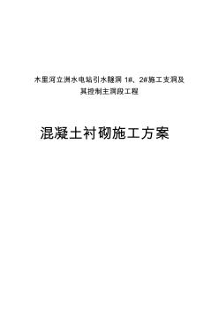 引水隧洞混凝土襯砌的施工方案