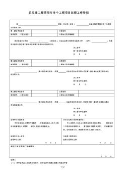 总监理工程师担任多个工程项目监理工作登记