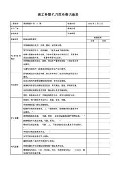 施工升降机月度检查记录表2