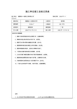 施工单位竣工自检记录表