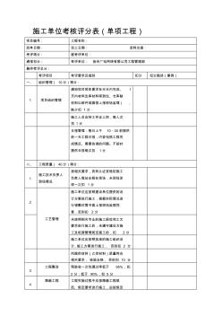 施工单位评分表(单项工程)