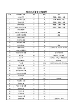 施工用水接管材料清单