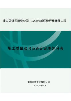 施工质量验收及评定范围划分表线路