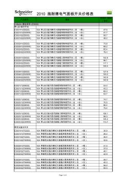 施耐德电气面板开关产品市场价格表___2010年6月-分销商