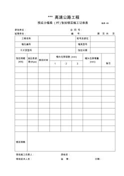 施表89-預(yù)應(yīng)力錨索(桿)張拉鎖定施工記錄表