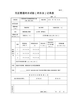 無壓管道閉水試驗(閉水法)記錄表