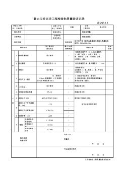 最新版樁基工程靜力壓樁分項(xiàng)工程檢驗(yàn)批質(zhì)量驗(yàn)收記錄