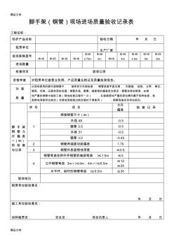 最新脚手架(钢管)现场进场质量验收记录