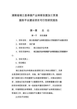 桃江县承接产业转移发展加工贸易服务平台建设项目可行研究报告