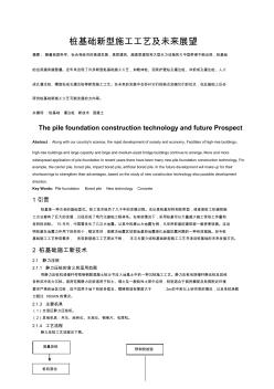 桩基础新型施工工艺和未来展望