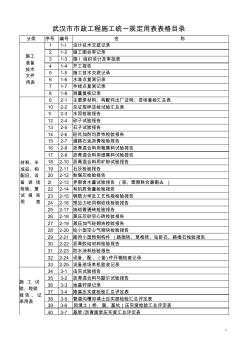 武汉市市政工程施工统一规定用表表格目录