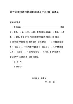 武汉市建设项目环境影响评价文件报批申请单