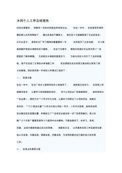 水利个人工作总结报告