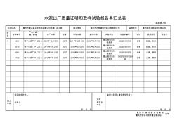 水泥出厂质量证明和取样试验报告单汇总表-副本