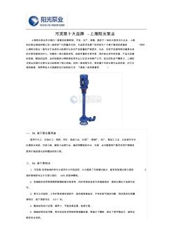污泥泵十大品牌-上海阳光泵业