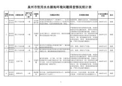 泉州市饮用水水源地环境问题排查情况统计表