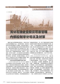 浅议石油企业投资项目管理内部控制审计现状及对策