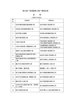 浙江省优秀园林工程获奖名单