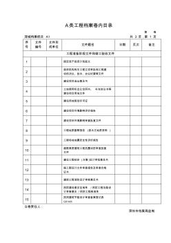深圳市建筑工程A类工程档案卷内目录(新)