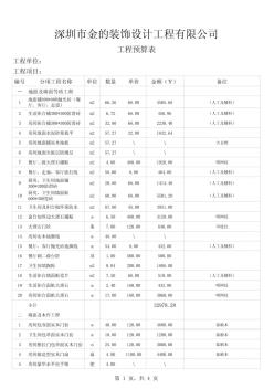 深圳某装饰设计公司工程预算表