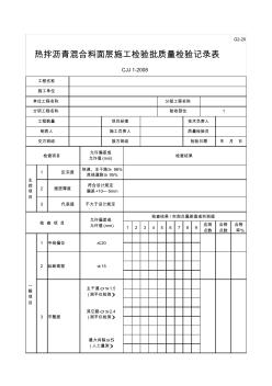 热拌沥青混合料面层施工检验批质量检验记录表