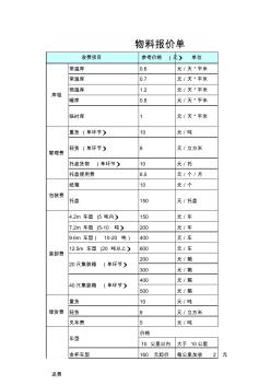 物流報價單Excel模板