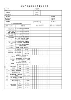 特種門安裝檢驗批質(zhì)量驗收記錄表格