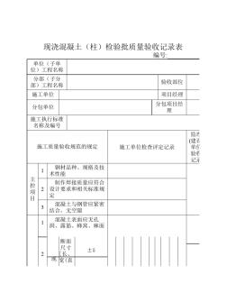現(xiàn)澆混凝土(柱)檢驗批質(zhì)量驗收記錄表1