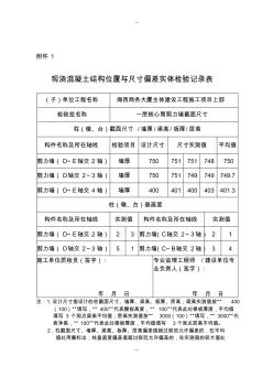 现浇混凝土结构位置与尺寸偏差实体检验记录表