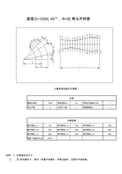 直徑D=1200(45°,R=D)彎頭開料圖