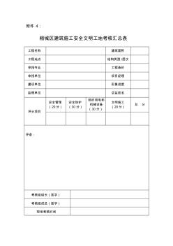 相城区建筑施工安全文明工地考核汇总表