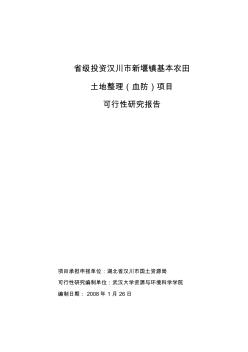 省级投资基本农田土地整理可行性研究报告