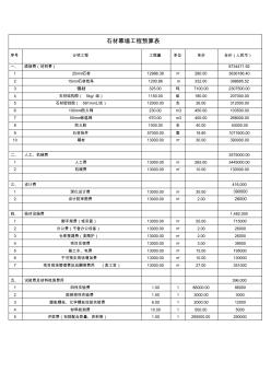 石材幕墙工程预算表