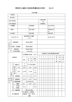 砌体挡土墙施工检验批质量检验记录表G2-41