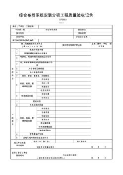 綜合布線系統(tǒng)安裝分項(xiàng)工程質(zhì)量驗(yàn)收記錄