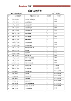 質(zhì)量記錄清單