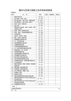 通风与空调工程施工技术资料核查表