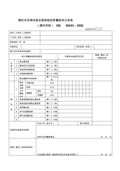 通風(fēng)與空調(diào)設(shè)備安裝檢驗(yàn)批質(zhì)量驗(yàn)收記錄(通風(fēng)系統(tǒng))