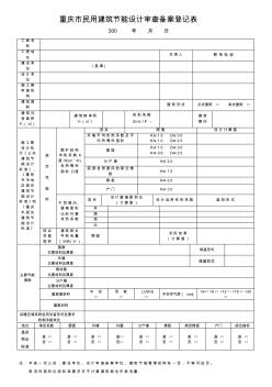 重庆市民用建筑节能设计审查备案登记表