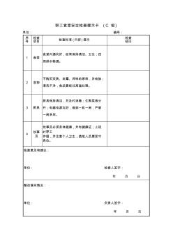 铁路预制梁场职工食堂安全检查提示卡