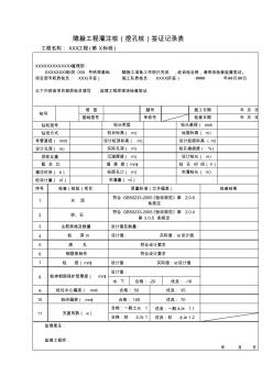 隱蔽工程灌注樁(挖孔樁)簽證記錄表