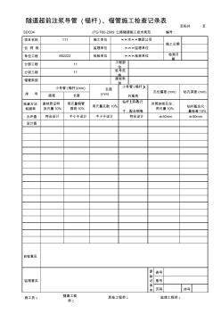 隧道超前注漿導(dǎo)管(錨桿)、錨管施工檢查記錄表