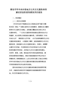 青岛市中央补助地方公共文化服务体系建设资金阶段性