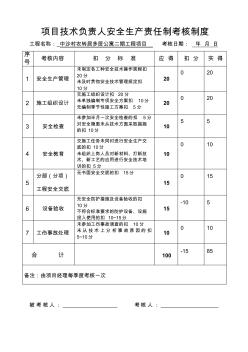 项目技术负责人安全生产责任制考核制度