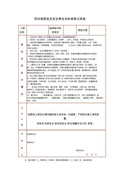 项目部质检员安全责任目标考核记录表